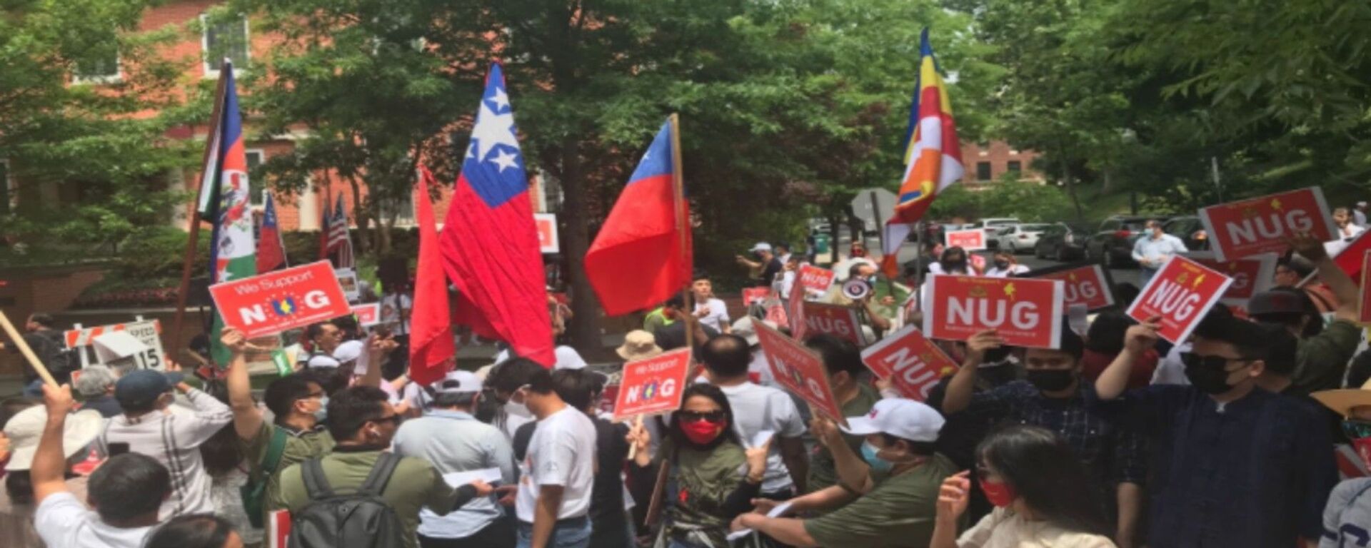 Supporters of the National Unity Government of Myanmar gather outside of Embassy of Myanmar in DC Image/ MariTi Blaise Lovell - Sputnik International, 1920, 16.08.2022
