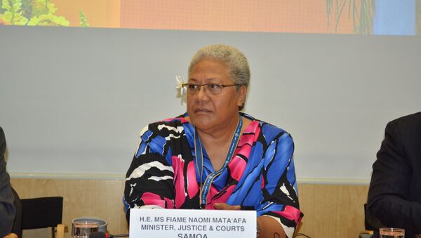 Naomi Mata'afa and the World Meteorological Organization's Conference on the Gender Dimensions of Weather and Climate Services in 2014 - Sputnik International