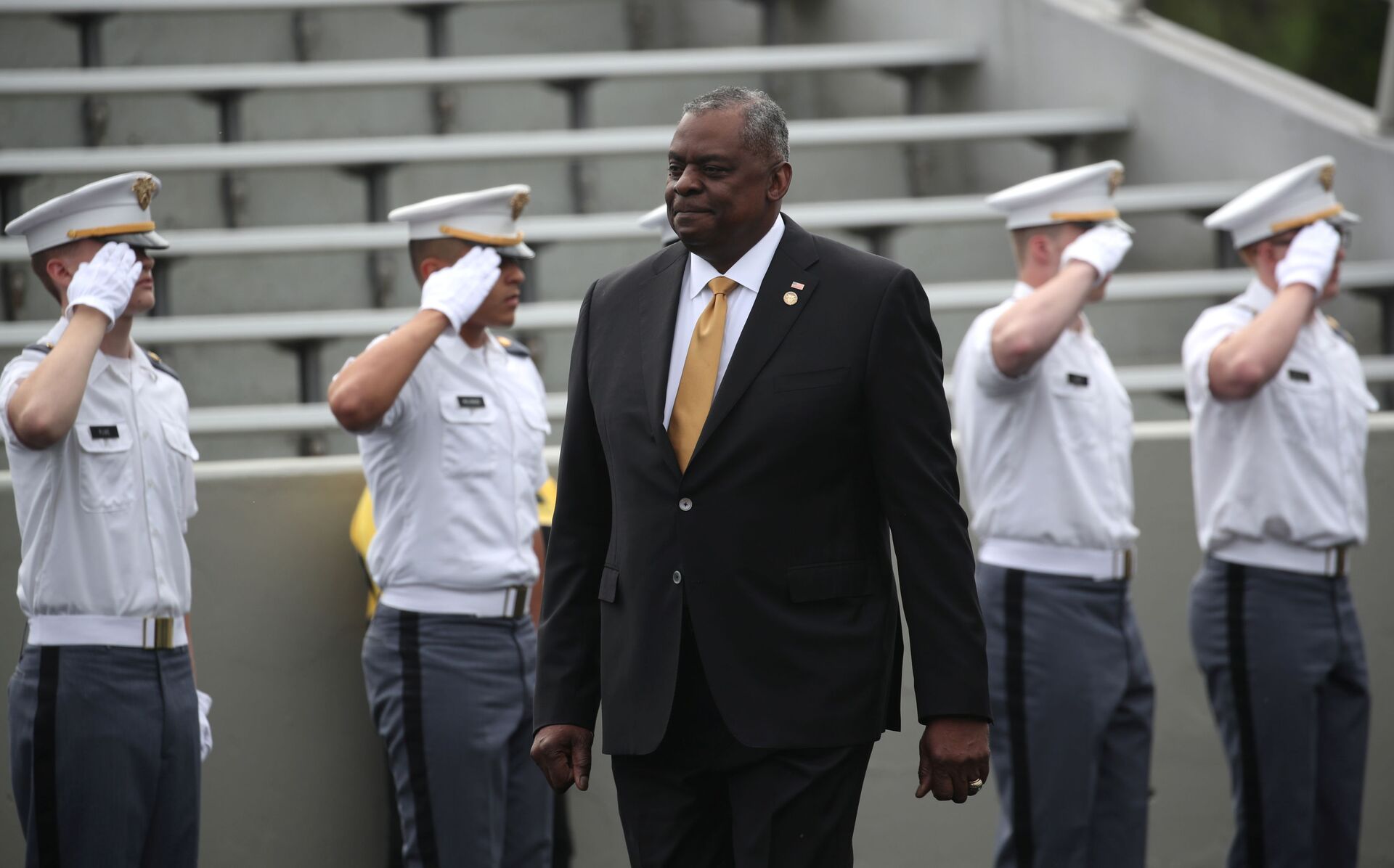 U.S. Secretary of Defense  Lloyd J. Austin III arrives for graduation ceremonies for the class of 2021 at the United States Military Academy (USMA) West Point, in Michie Stadium in West Point, New York, U.S., May 22, 2021. - Sputnik International, 1920, 10.09.2021