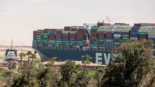 A view shows the ship Ever Given, one of the world's largest container ships, after it was partially refloated, in Suez Canal, Egypt March 29, 2021. - Sputnik International