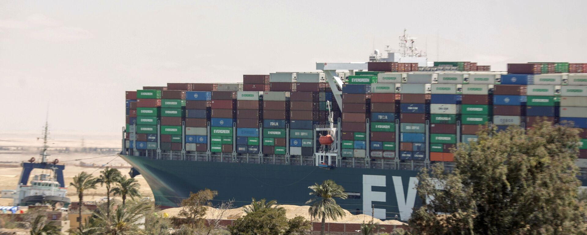 A view shows the ship Ever Given, one of the world's largest container ships, after it was partially refloated, in Suez Canal, Egypt March 29, 2021. - Sputnik International, 1920, 13.07.2021