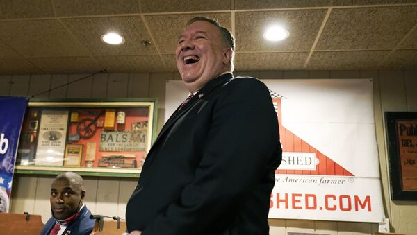 Former Secretary of State Mike Pompeo laughs as he is introduced to speak at the West Side Conservative Club, Friday, March 26, 2021, in Urbandale, Iowa - Sputnik International