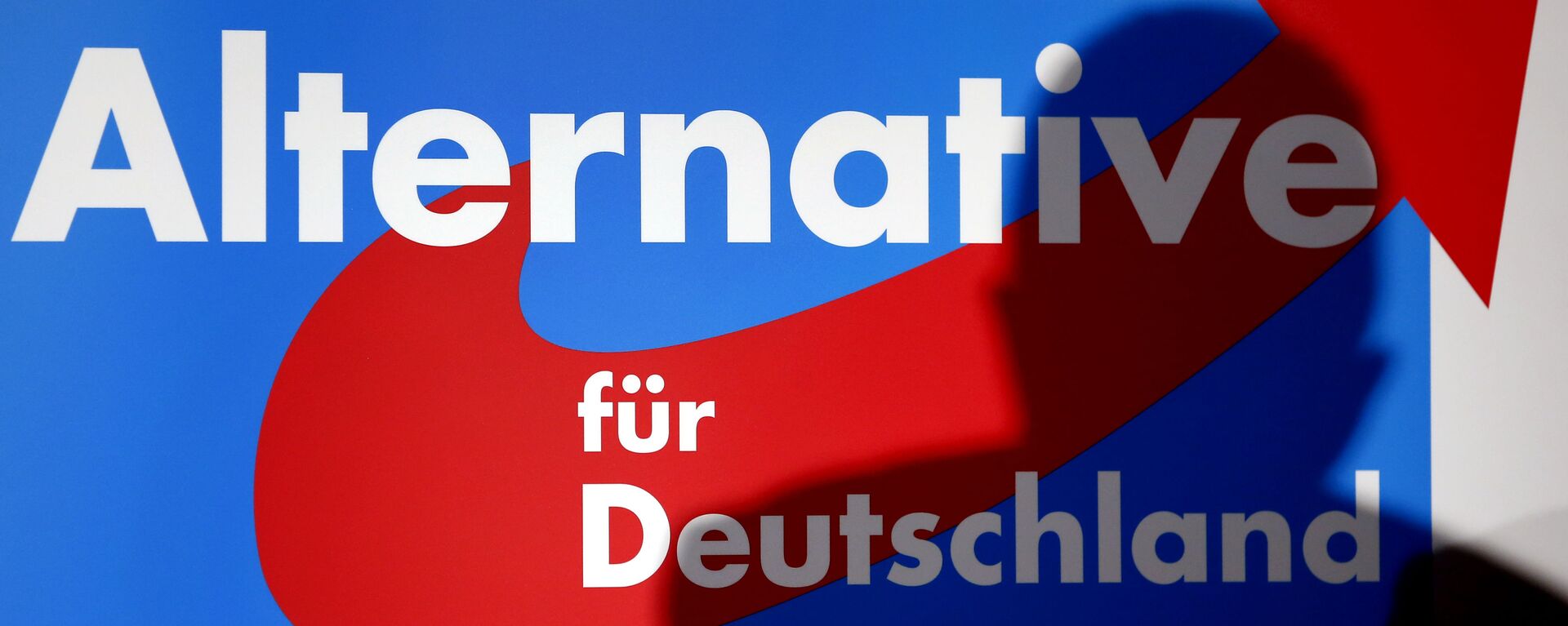 The shadow of the founder of the new German party 'Alternative fuer Deutschland' (Alternative for Germany), Bernd Lucke, is seen in on a logo during the party's founding convention in Berlin, Germany, Sunday, April 14, 2013 - Sputnik International, 1920, 01.06.2021
