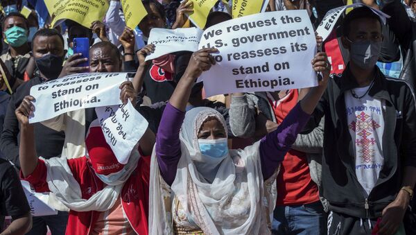 Ethiopians protest against US sanctions on the government over the conflict in Tigray on 30 May 2021. - Sputnik International