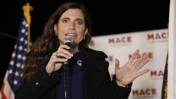 In this Nov. 3, 2020, file photo, Republican Nancy Mace talks to supporters during her election night party in Mount Pleasant, S.C. - Sputnik International