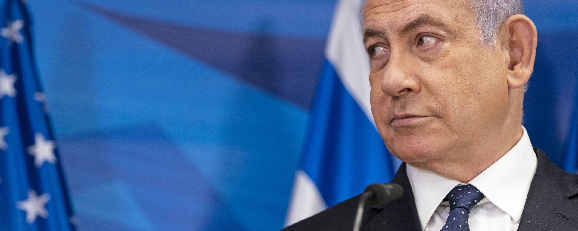 Israeli Prime Minister Benjamin Netanyahu listens to US Secretary of State Antony Blinken (unseen) during a joint press conference in Jerusalem on May 25, 2021, days after an Egypt-brokered truce halted fighting between the Jewish state and the Gaza Strip's rulers Hamas.  - Sputnik International, 1920, 03.06.2021