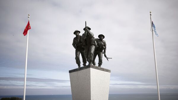 A view of David Williams-Ellis D-day sculpture prior to the official opening ceremony of the British Normandy Memorial at Ver-sur-Mer in France, Sunday June 6, 2021, on the anniversary of the D-Day landings. - Sputnik International