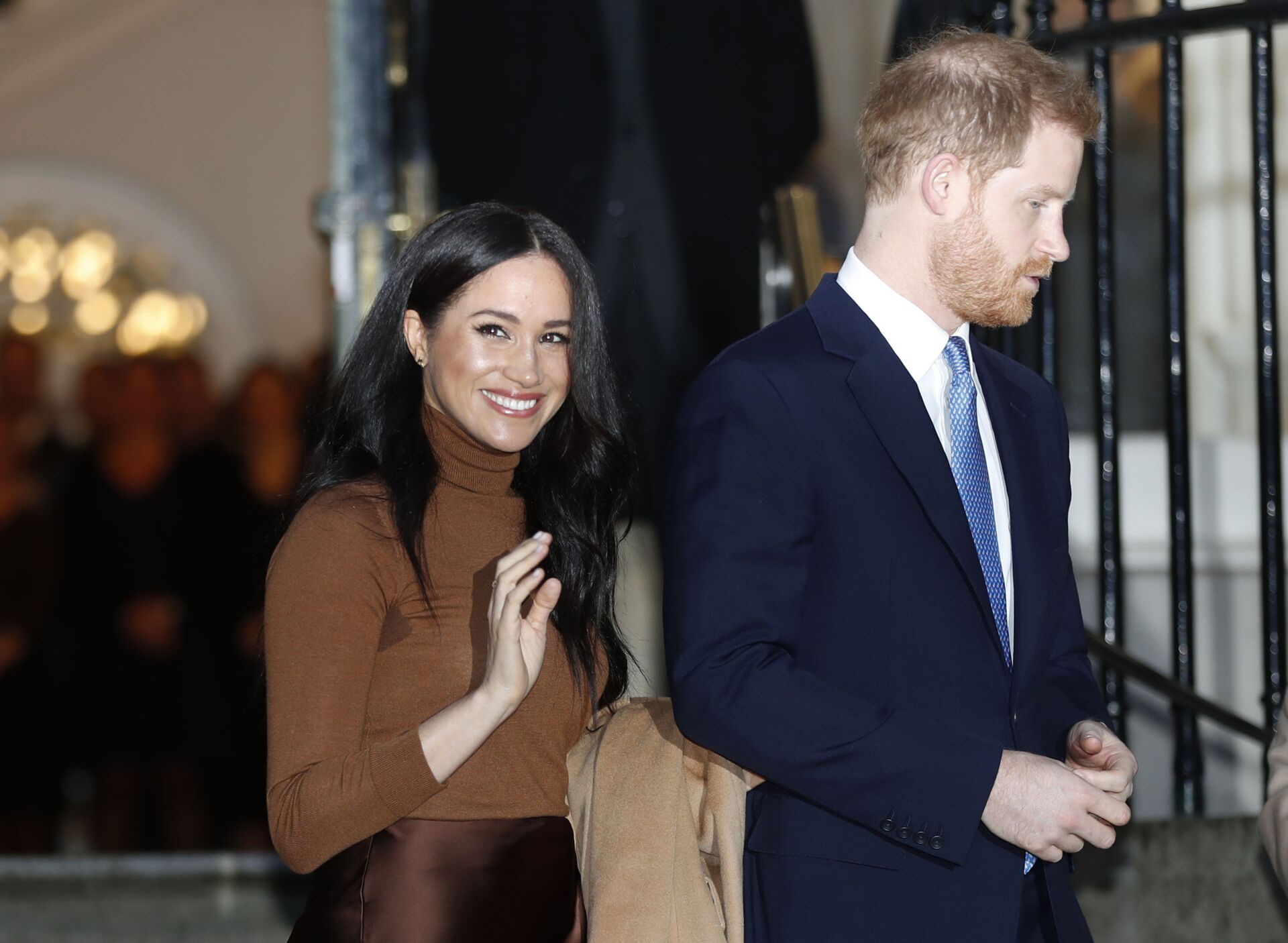 In this Jan. 7, 2020, file photo, Britain's Prince Harry and Meghan, Duchess of Sussex leave after visiting Canada House in London, after their recent stay in Canada - Sputnik International, 1920, 19.12.2021