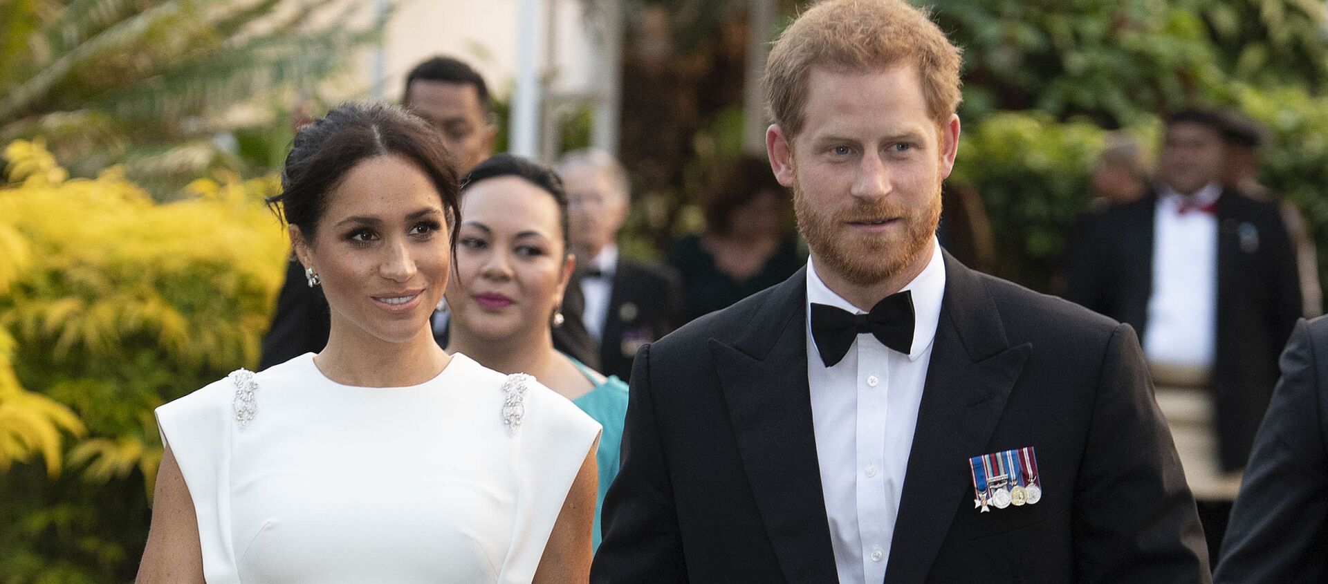 Britain's Prince Harry and Meghan, Duchess of Sussex attending a state dinner in Nuku'alofa, Tonga, Thursday, Oct. 25, 2018 - Sputnik International, 1920, 18.08.2021