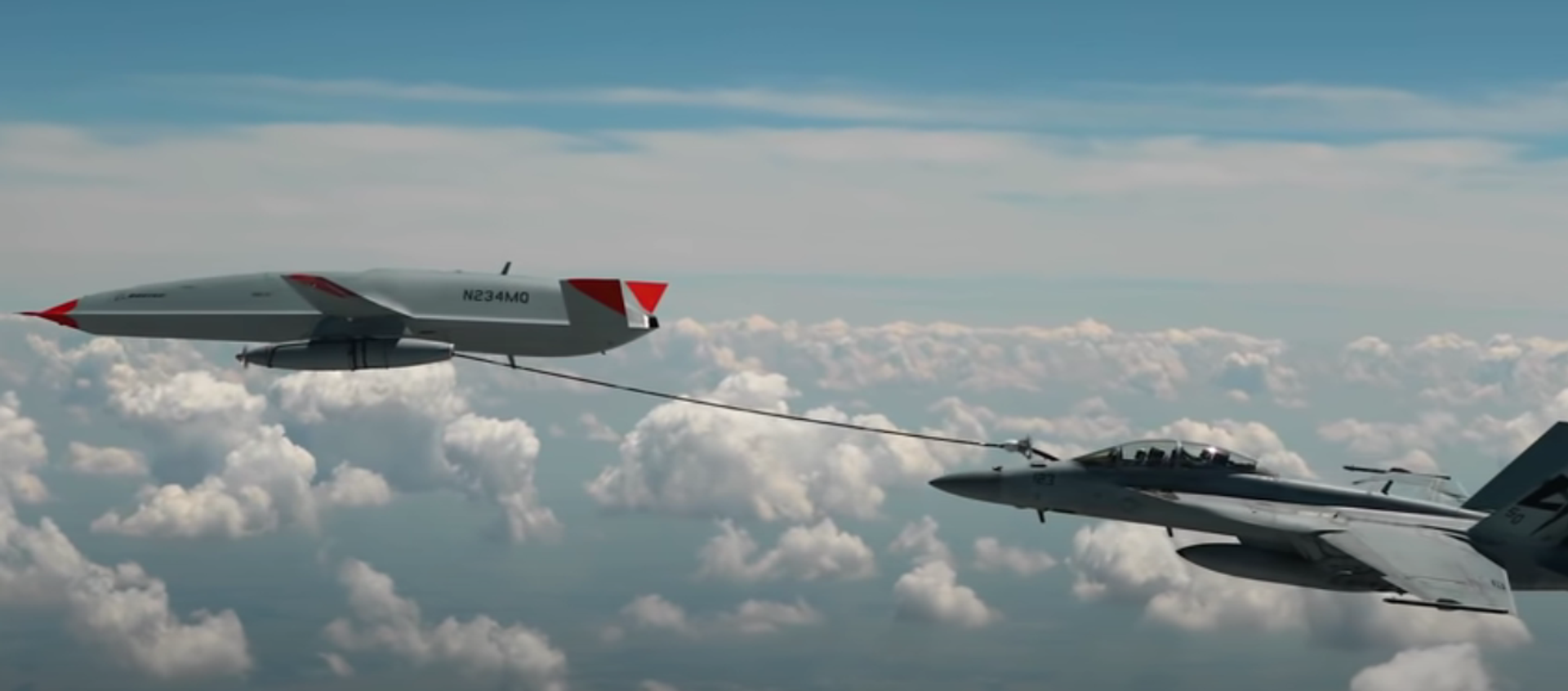 The MQ-25 T1 test asset has flown into the history books as the first unmanned aircraft to ever refuel another aircraft - piloted or autonomous - during flight. During this June 2021 flight test, the #MQ25 T1 test asset transferred fuel to an F/A-18 Super Hornet. After additional flight tests, this unmanned aerial refueling test asset will head to a U.S. Navy carrier for deck handling trials. - Sputnik International, 1920, 08.06.2021
