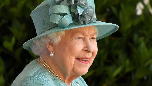 Britain's Queen Elizabeth attends a ceremony to mark her official birthday at Windsor Castle in Windsor, Britain, June 13, 2020. - Sputnik International