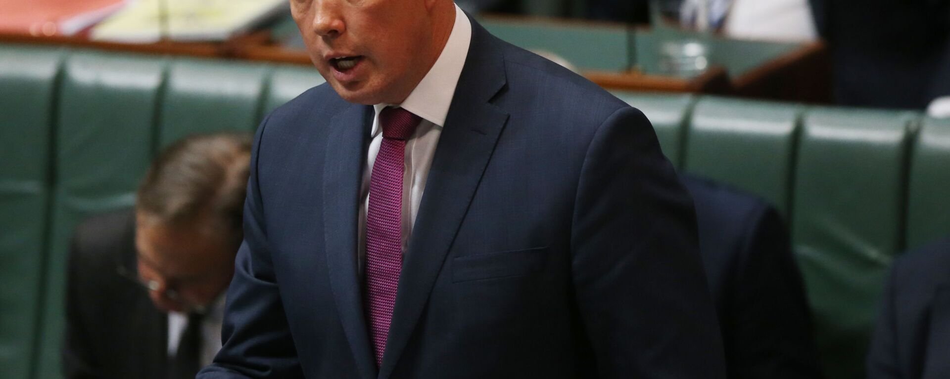 In this Wednesday, July 24, 2019, photo, Australian Home Affairs Minister Peter Dutton addresses Parliament House in Canberra - Sputnik International, 1920, 24.04.2022