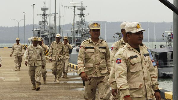 Cambodian navy troops walk at Ream Naval Base in Sihanoukville, south-west of Phnom Penh, Cambodia on 26 July 2019. - Sputnik International