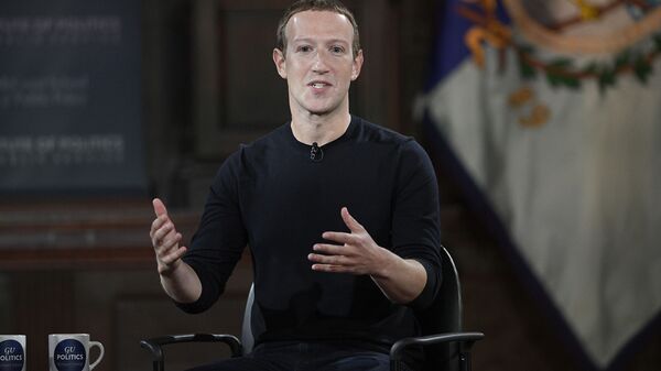 In this Oct. 17, 2019, file photo Facebook CEO Mark Zuckerberg speaks at Georgetown University in Washington. - Sputnik International