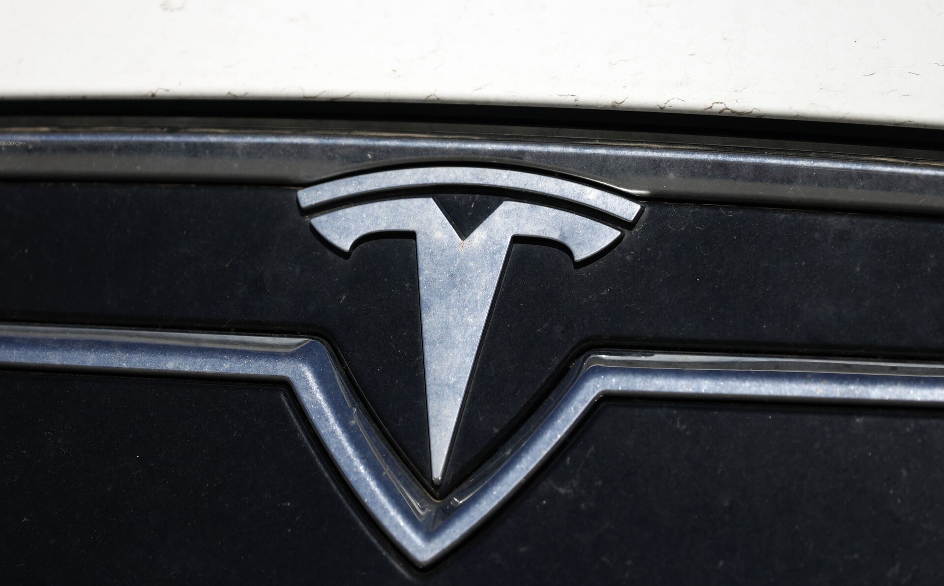 The company logo shines off the grille of an unsold 2020 Model S sedan at a Tesla dealership Sunday, July 19, 2020, in Littleton, Colorado. - Sputnik International, 1920, 01.06.2022