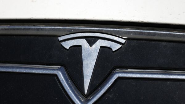 The company logo shines off the grille of an unsold 2020 Model S sedan at a Tesla dealership Sunday, July 19, 2020, in Littleton, Colorado. - Sputnik International