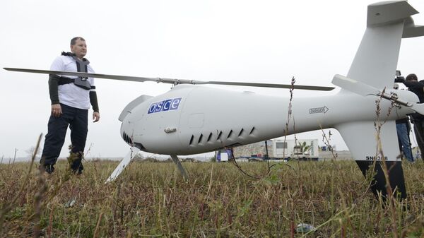 A technician stands on October 23, 2014 in front of an unarmed/unmanned aerial vehicle (UAV) before a test flight near the southeastern Ukrainian city of Mariupol.  - Sputnik International