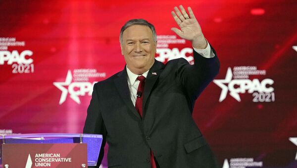 70th United States Secretary of State Mike Pompeo waves as he is introduced at the Conservative Political Action Conference (CPAC) Saturday, Feb. 27, 2021, in Orlando, Fla. - Sputnik International