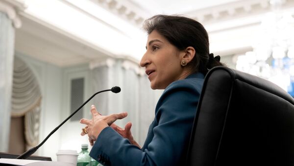 Lina Khan, then-nominee for Commissioner of the Federal Trade Commission (FTC), testifies during a Senate Committee on Commerce, Science, and Transportation confirmation hearing on Capitol Hill in Washington, DC, U.S. April 21, 2021 - Sputnik International