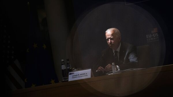 U.S. President Joe Biden listens to comments during the EU-US summit at the European Council building in Brussels, Tuesday, June 15, 2021. - Sputnik International