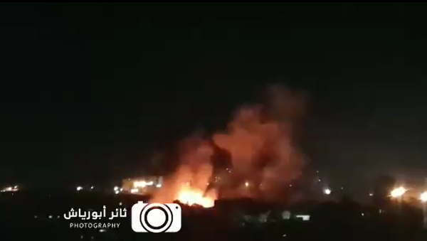 Screenshot from a video allegedly showing the moment an Israeli airstrike targets a Hamas military site in northern Gaza - Sputnik International