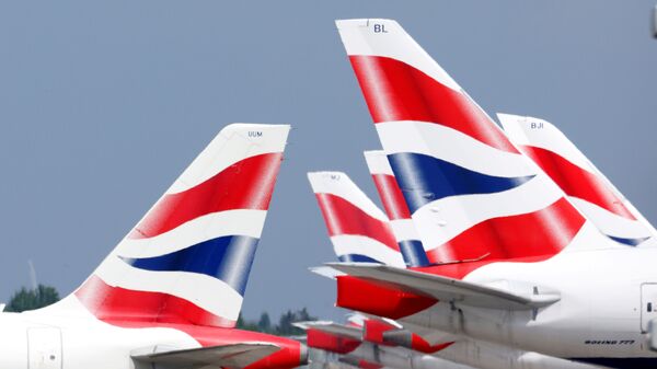  British Airways tail fins are pictured at Heathrow Airport in London, Britain, May 17, 202 - Sputnik International