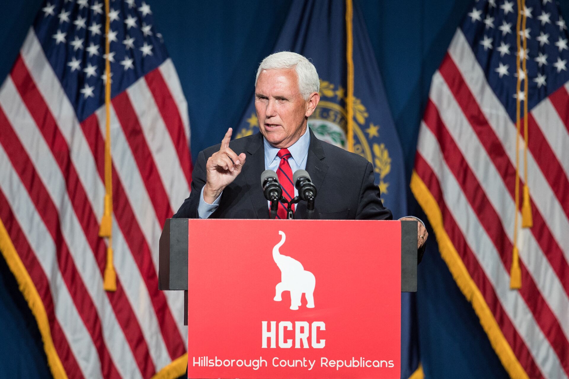 Former Vice President Mike Pence addresses the GOP Lincoln-Reagan Dinner on June 3, 2021 in Manchester, New Hampshire. Pence's visit to New Hampshire would be the first time back since he was Vice President.   - Sputnik International, 1920, 07.09.2021