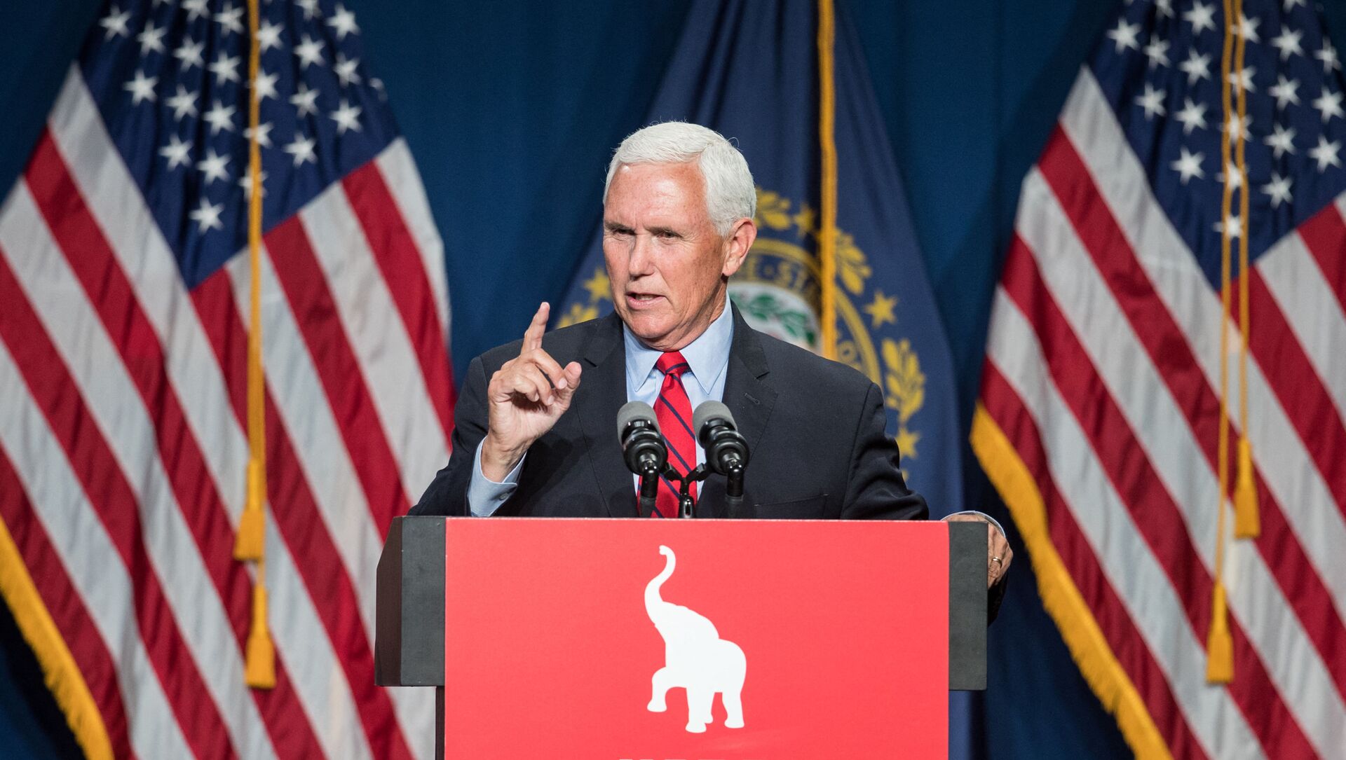 Former Vice President Mike Pence addresses the GOP Lincoln-Reagan Dinner on June 3, 2021 in Manchester, New Hampshire. Pence's visit to New Hampshire would be the first time back since he was Vice President.   - Sputnik International, 1920, 19.06.2021
