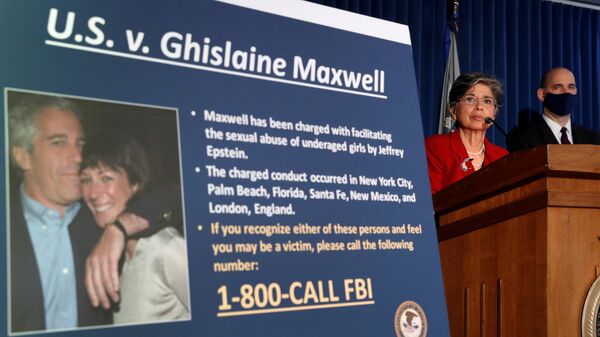 FILE PHOTO: Audrey Strauss, acting U.S. attorney for the Southern District of New York, speaks alongside William F. Sweeney Jr., assistant director-in-charge of the New York Office, at a news conference announcing charges against Ghislaine Maxwell for her alleged role in the sexual exploitation and abuse of minor girls by Jeffrey Epstein in New York City, New York, 2 July 2020 - Sputnik International