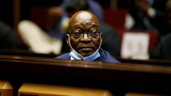 Former South African President Jacob Zuma sits in the dock after recess in his corruption trial in Pietermaritzburg, South Africa, May 26, 2021 - Sputnik International