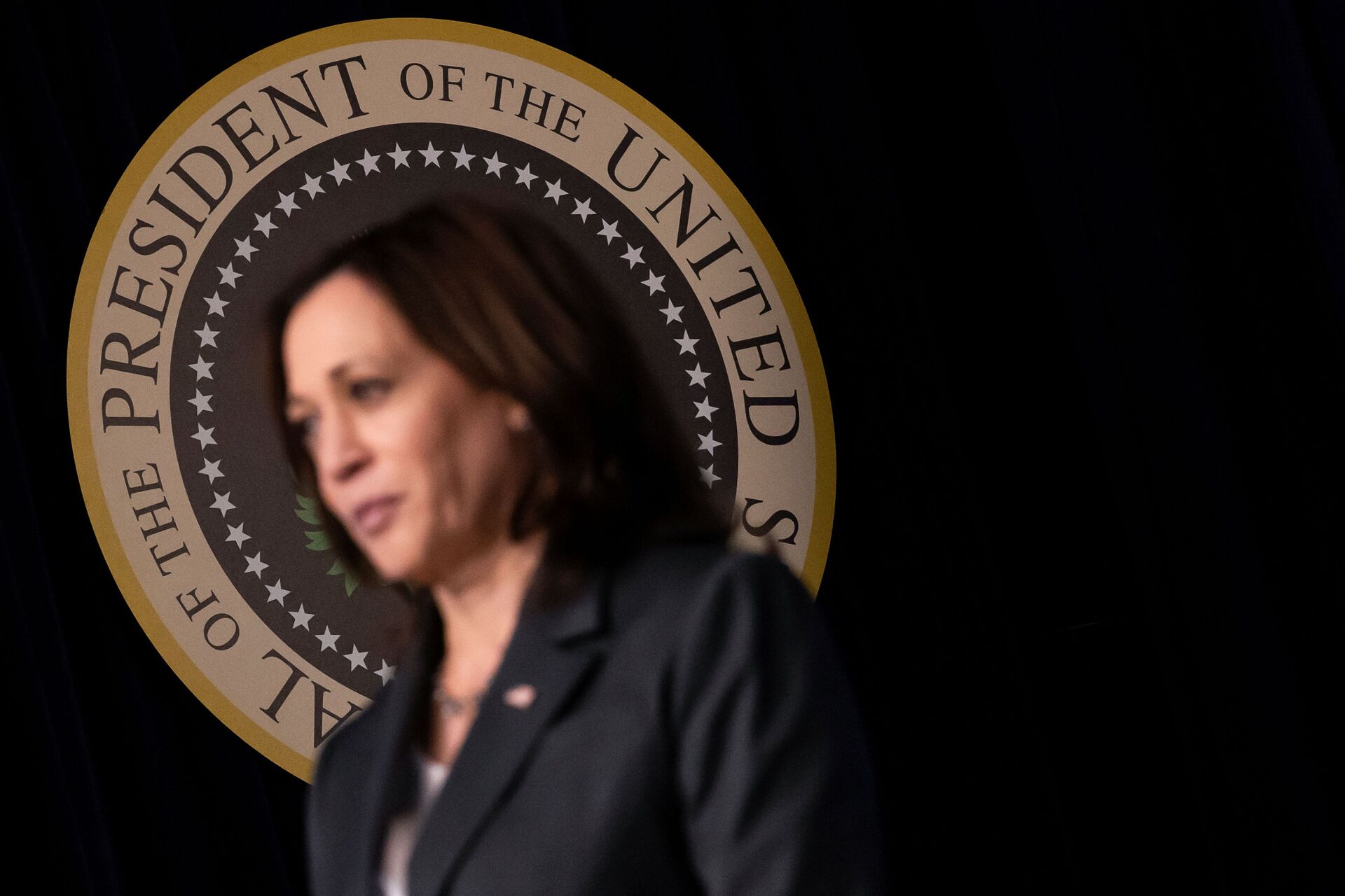 U.S. Vice President Kamala Harris stands by as President Joe Biden delivered remarks on the administration's coronavirus disease (COVID-19) response in the Eisenhower Executive Office Building's South Court Auditorium at the White House in Washington, U.S., June 2, 2021 - Sputnik International, 1920, 07.09.2021