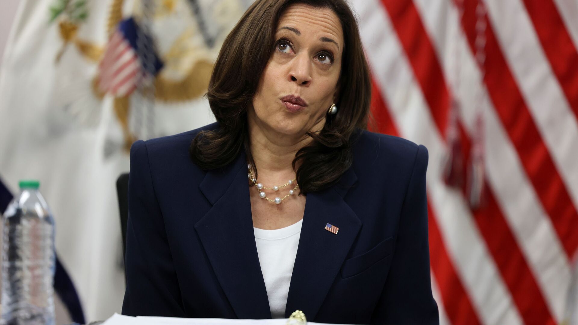 U.S. Vice President Kamala Harris takes part in a round table with faith and community leaders who are assisting with the processing of migrants seeking asylum, at Paso del Norte Port of Entry in El Paso, Texas, U.S., June 25, 2021 - Sputnik International, 1920, 01.07.2021