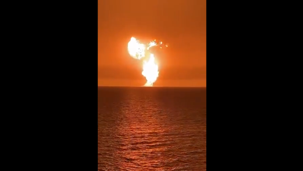 Screenshot from a video allegedly filmed near the site of the explosion in the Caspian Sea - Sputnik International