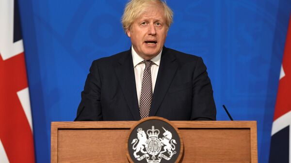 British Prime Minister Boris Johnson holds a news conference for England's COVID-19 lockdown easing announcement in London - Sputnik International