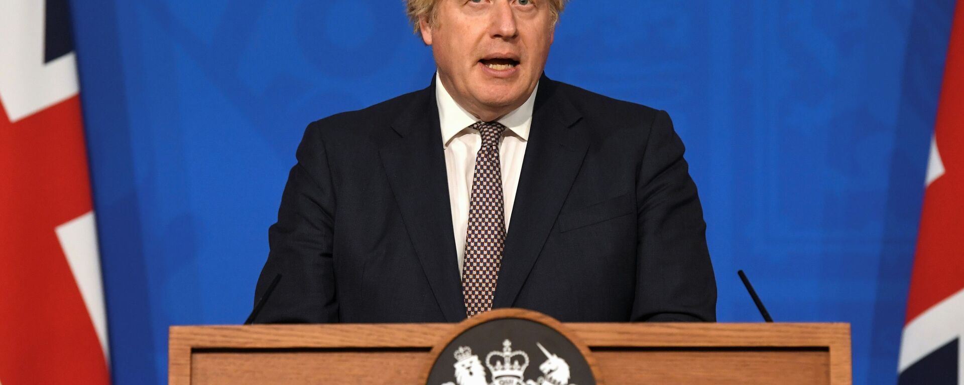 British Prime Minister Boris Johnson holds a news conference for England's COVID-19 lockdown easing announcement in London - Sputnik International, 1920