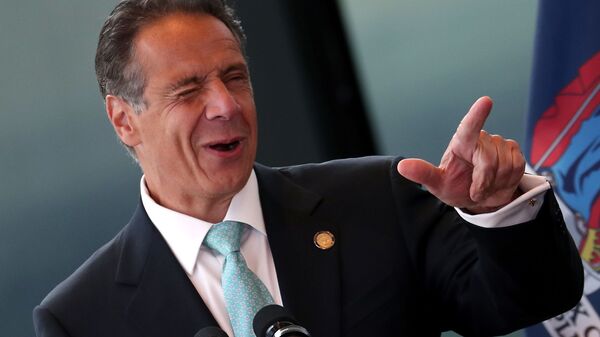 New York Governor Andrew Cuomo winks while speaking from the One World Trade Center Tower while making an announcement in New York City, New York, U.S., June 15, 2021. - Sputnik International