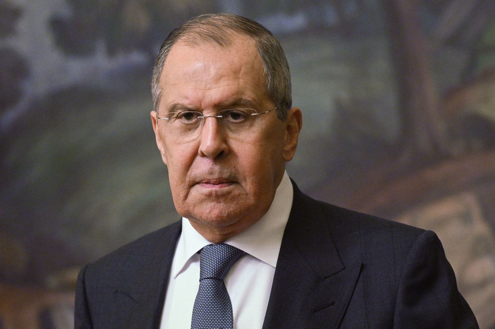 Russian Foreign Minister Sergei Lavrov at a press conference following a meeting in Moscow with the Minister of Foreign Affairs of the Kingdom of Bahrain Abdel Latyf bin Rashid Az-Zayani. - Sputnik International, 1920, 07.09.2021