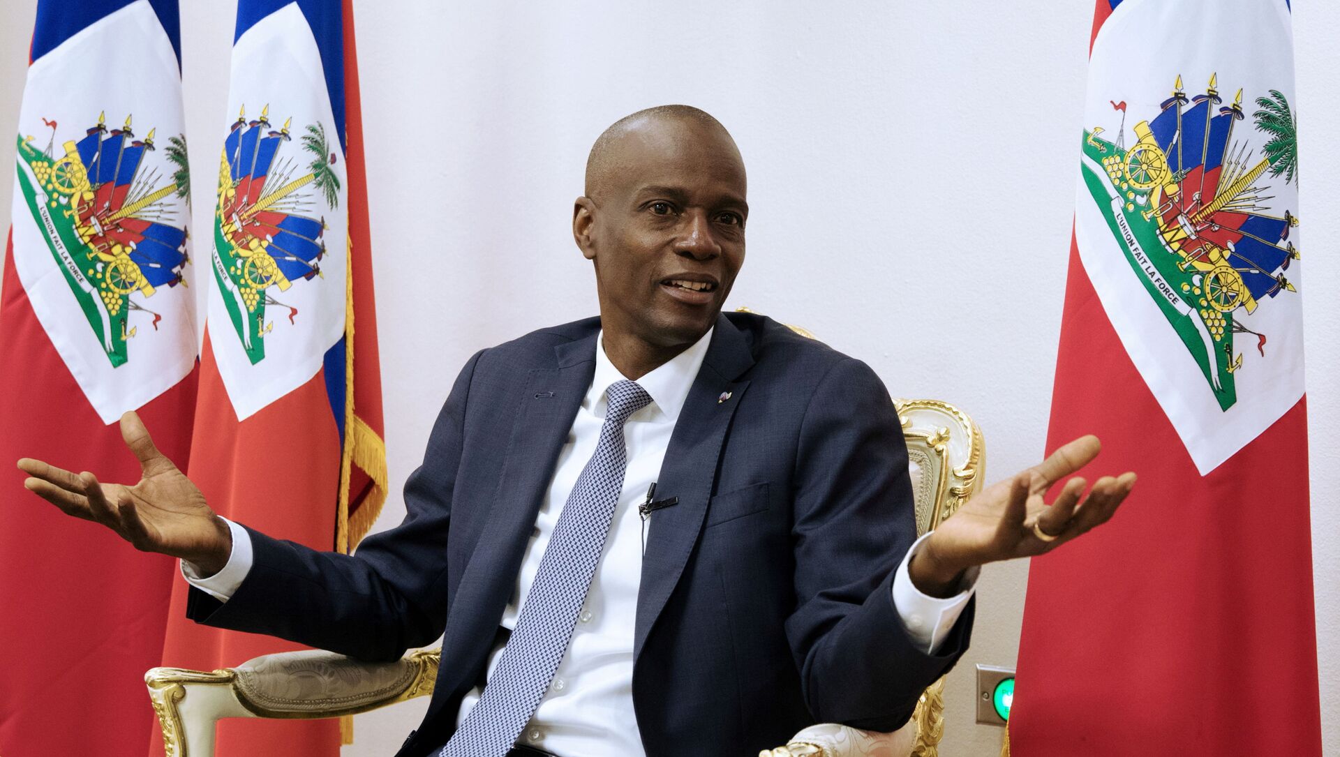 FILE PHOTO: Haiti's President Jovenel Moise speaks during an interview with Reuters at the National Palace of Port-au-Prince, Haiti January 11, 2020. REUTERS/Valerie Baeriswyl/File Photo - Sputnik International, 1920, 07.07.2021
