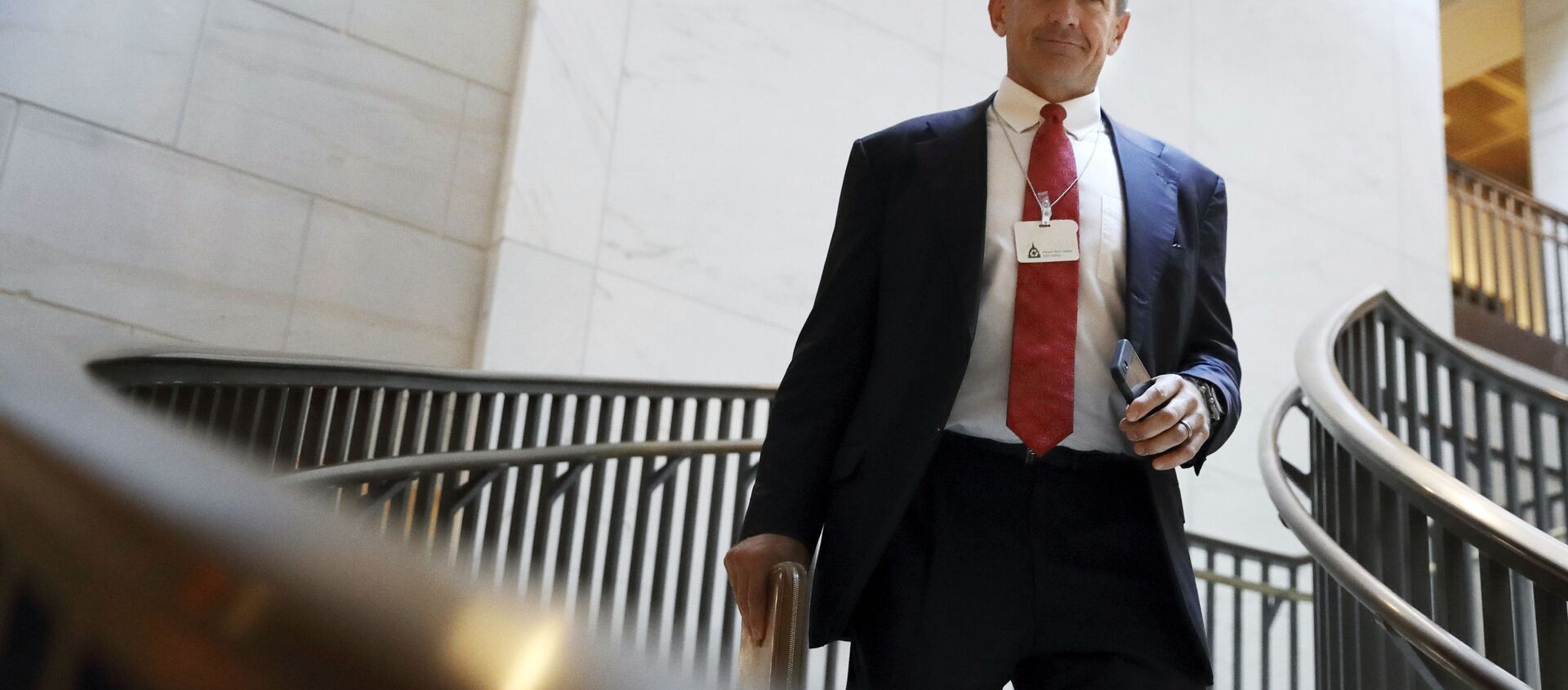 In this Nov. 30, 2017 file photo, Blackwater founder Erik Prince arrives for a closed meeting with members of the House Intelligence Committee on Capitol Hill in Washington. - Sputnik International, 1920, 07.07.2021