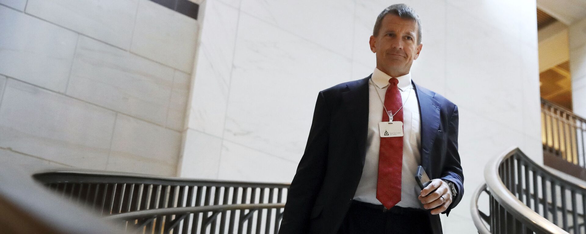 In this Nov. 30, 2017 file photo, Blackwater founder Erik Prince arrives for a closed meeting with members of the House Intelligence Committee on Capitol Hill in Washington. - Sputnik International, 1920, 07.07.2021