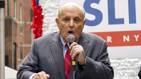Former New York City Mayor Rudy Giuliani speaks during a campaign event for Republican mayoral candidate Curtis Sliwa, Monday, June 21, 2021, in New York. Giuliani endorsed Sliwa in his bid for mayor. - Sputnik International