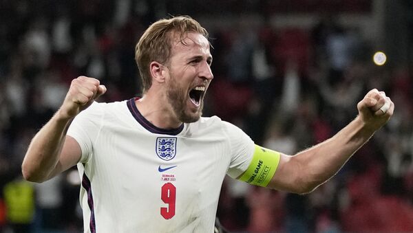 Soccer Football - Euro 2020 - Semi Final - England v Denmark - Wembley Stadium, London, Britain - July 7, 2021 England's Harry Kane celebrates after the match - Sputnik International