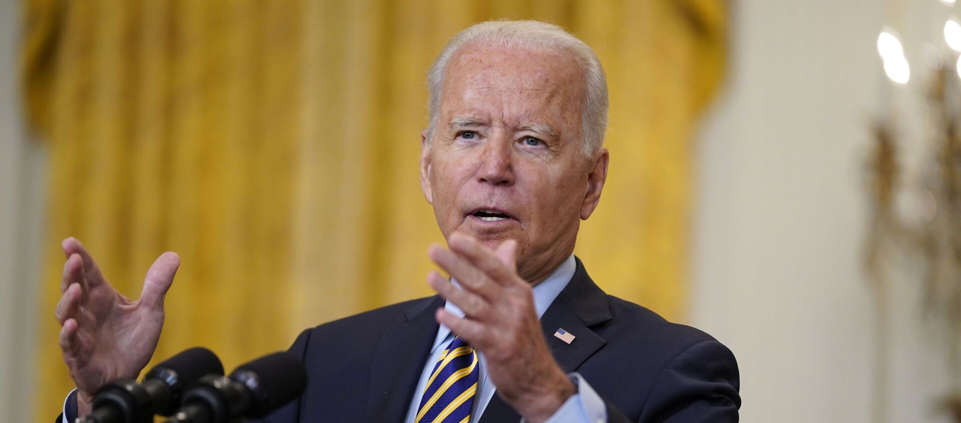 President Joe Biden speaks about the American troop withdrawal from Afghanistan, in the East Room of the White House, Thursday, July 8, 2021, in Washington. - Sputnik International, 1920, 11.07.2021
