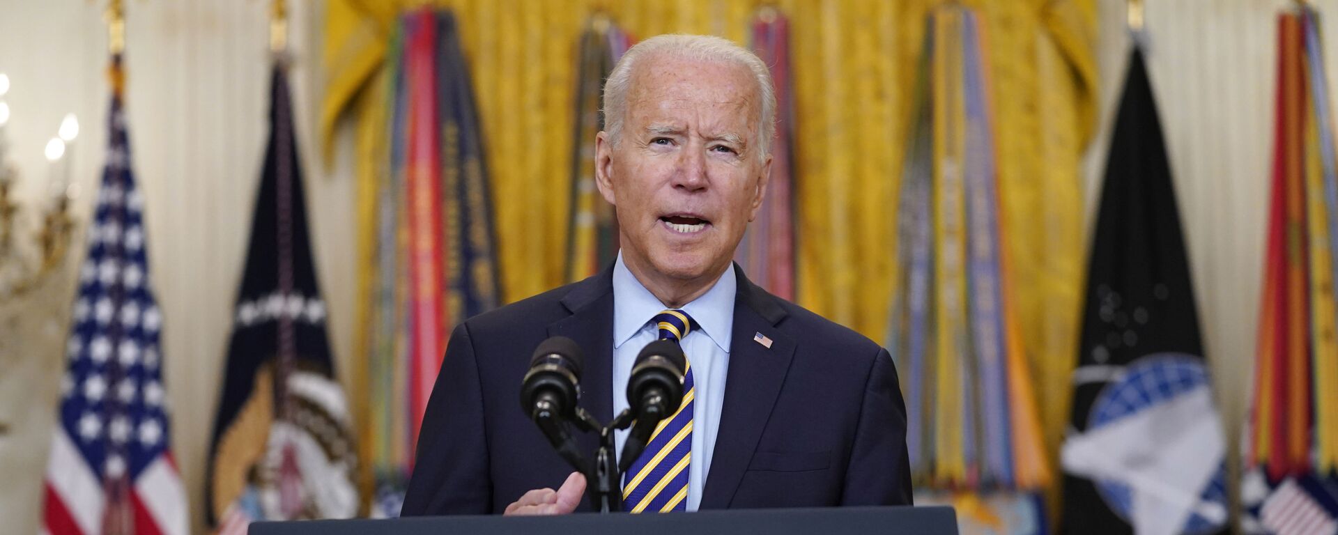 President Joe Biden speaks about the American troop withdrawal from Afghanistan, in the East Room of the White House, Thursday, July 8, 2021, in Washington. - Sputnik International, 1920, 11.07.2022