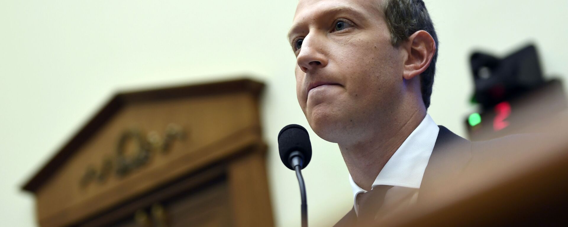 In this Oct. 23, 2019, file photo, Facebook Chief Executive Officer Mark Zuckerberg testifies before the House Financial Services Committee on Capitol Hill in Washington.  Facebook's quasi-independent oversight board last week said the company was justified in suspending Trump because of his role in inciting deadly violence at the U.S. Capitol on Jan. 6, 2021 - Sputnik International, 1920, 04.10.2021