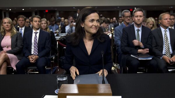 - In this Sept. 5, 2018, file photo Facebook COO Sheryl Sandberg testifies before the Senate Intelligence Committee hearing on 'Foreign Influence Operations and Their Use of Social Media Platforms' on Capitol Hill in Washington - Sputnik International
