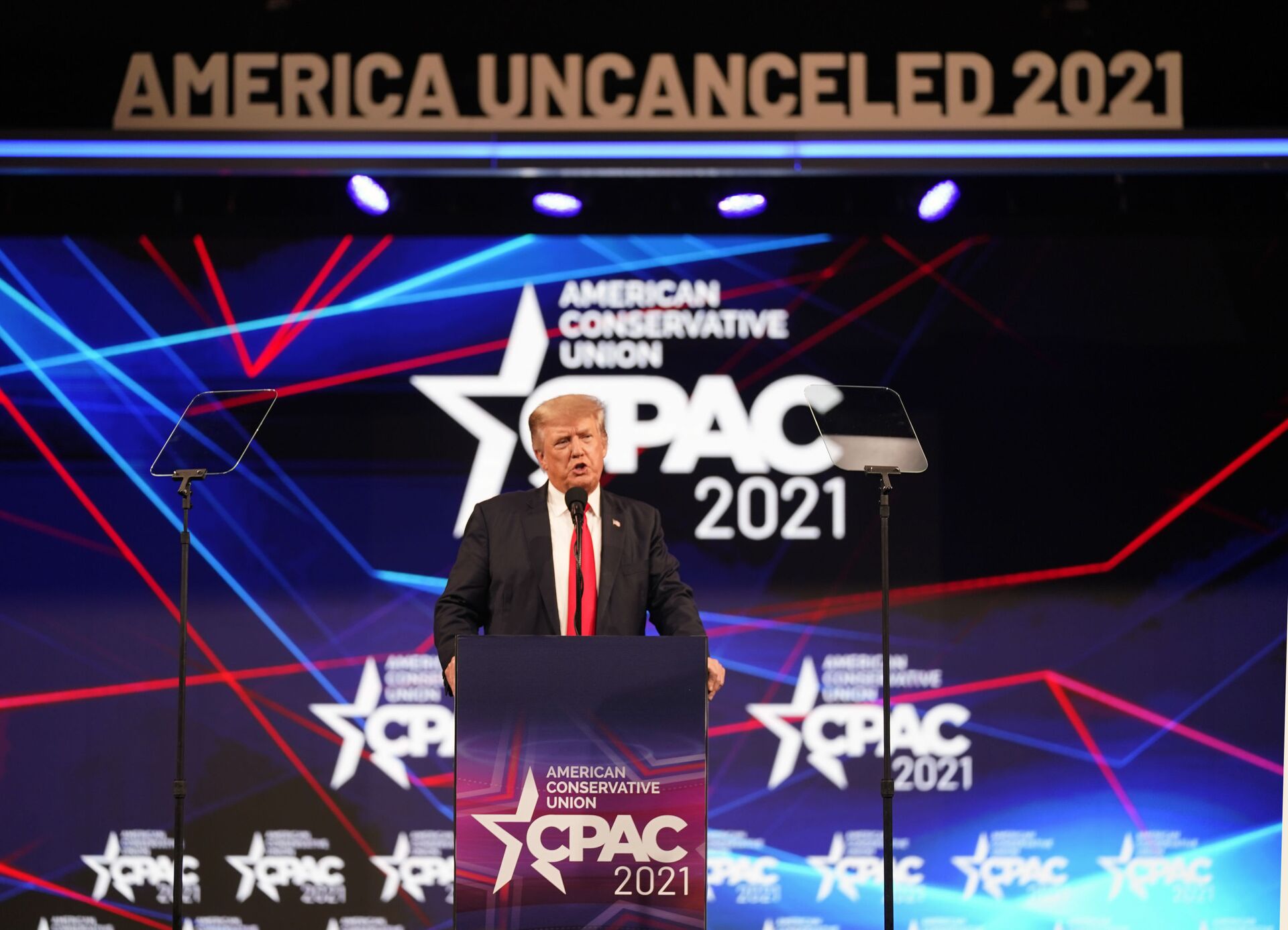 Former president Donald Trump speaks at the Conservative Political Action Conference (CPAC) Sunday, July 11, 2021, in Dallas. - Sputnik International, 1920, 07.09.2021