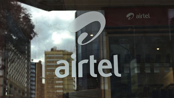 The logo of giant mobile- telecommunications service provider 'Airtel' is branded on a shop window on May 20, 2011 in the Kenyan capital, Nairobi - Sputnik International