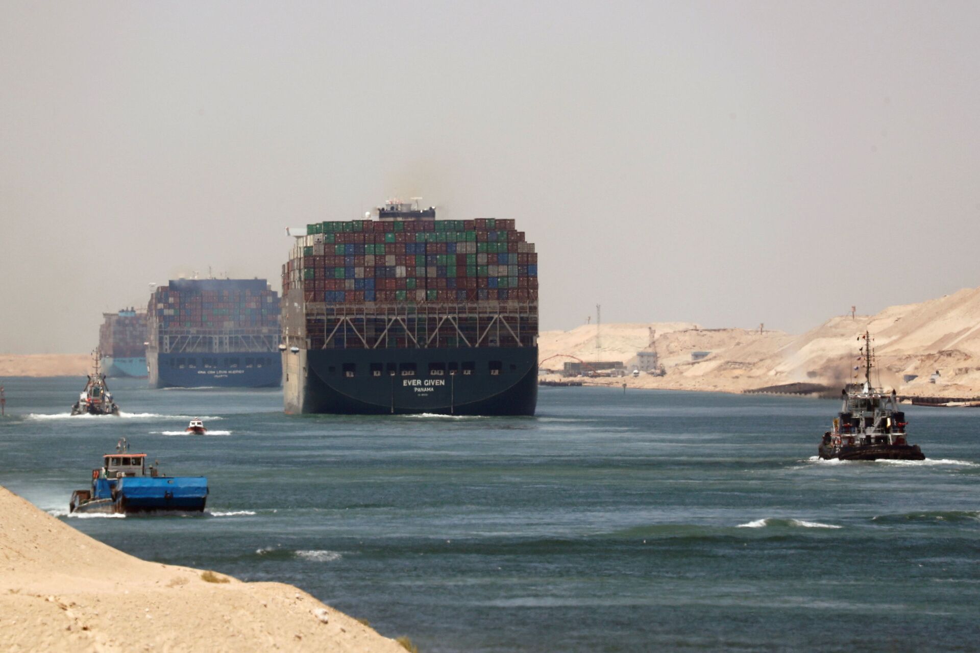 FILE PHOTO: Ever Given, one of the world's largest container ships, sets sail to leave through Suez Canal after the canal authority reached a settlement with the vessel's owner and insurers, in Ismailia, Egypt, July 7, 2021. - Sputnik International, 1920, 07.09.2021
