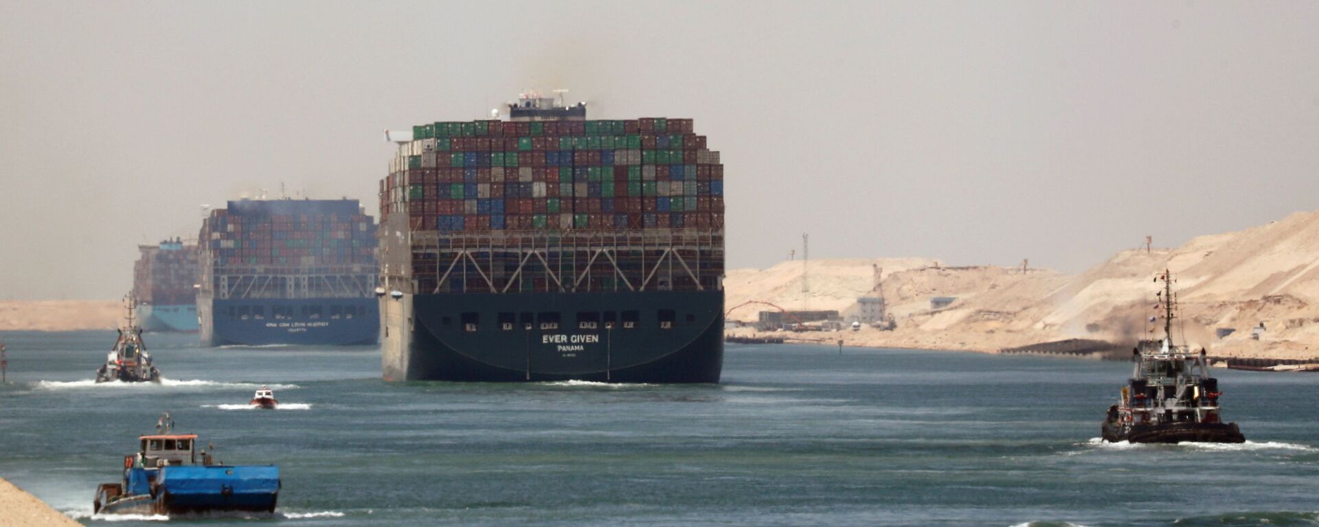 FILE PHOTO: Ever Given, one of the world's largest container ships, sets sail to leave through Suez Canal after the canal authority reached a settlement with the vessel's owner and insurers, in Ismailia, Egypt, July 7, 2021. - Sputnik International, 1920, 19.08.2021